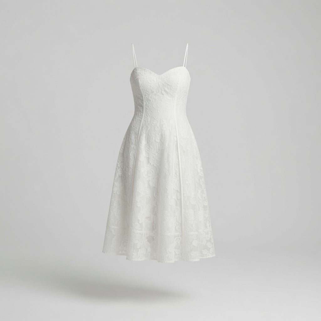 Vestito Bianco Floreale in Pizzo Couture