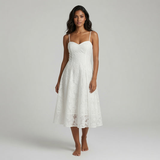 Vestito Bianco Floreale in Pizzo Couture